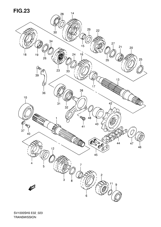 TRANSMISSION POUR SUZUKI SVSV1000SK7 2007