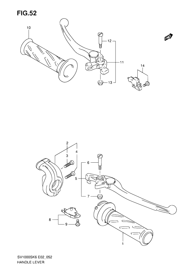 ENSEMBLE LEVIERS POIGNEES POUR SUZUKI SVSV1000SK7 2007