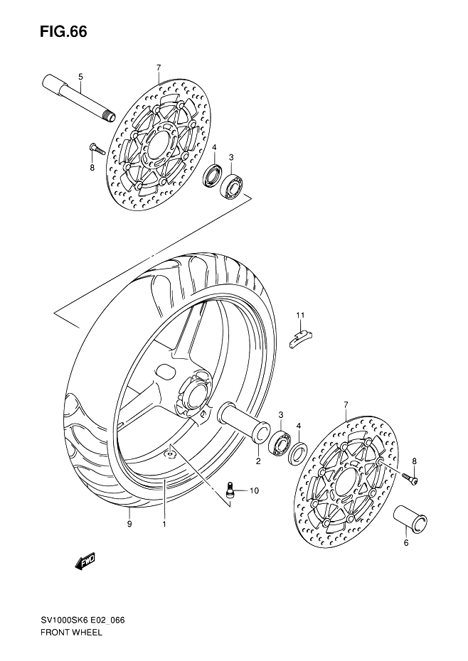 ROUE AVANT POUR SUZUKI SVSV1000SK7 2007