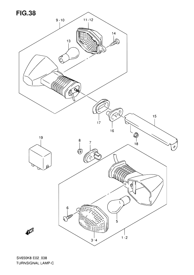 CLIGNOTANTS POUR SV 650 NSV650K8 2008