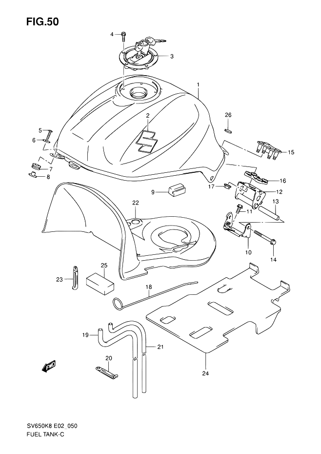 RESERVOIR DESSENCE POUR SV 650 N ABSSV650AK8 2008