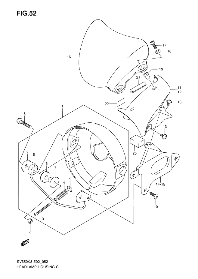 BOL DE PHARE POUR SUZUKI SVSV650AK9 2009
