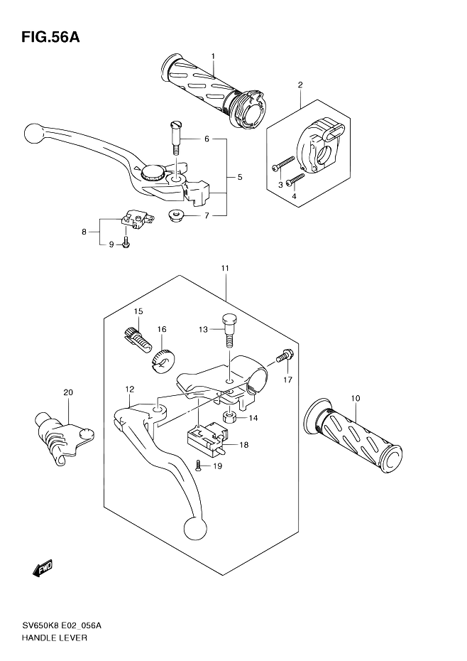 ENSEMBLE LEVIERS POIGNEES POUR SUZUKI SVSV650SAL0 2010