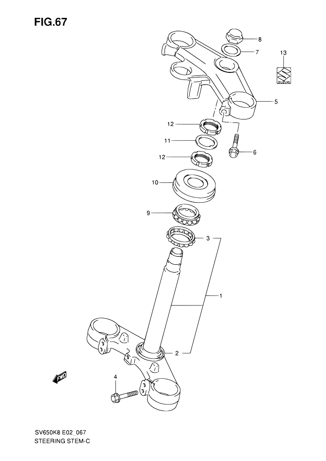 TE DE FOURCHE POUR SV 650 S 25KWSV650SUK8 2008