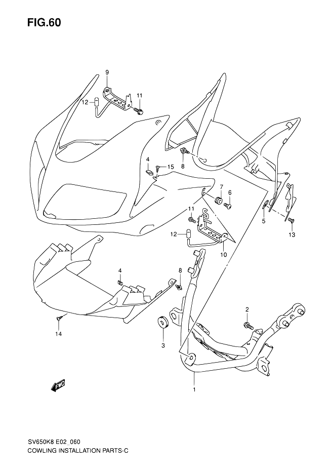 SUPPORTS FIXATIONS CARENAGES POUR SUZUKI SVSV650SUL0 2010
