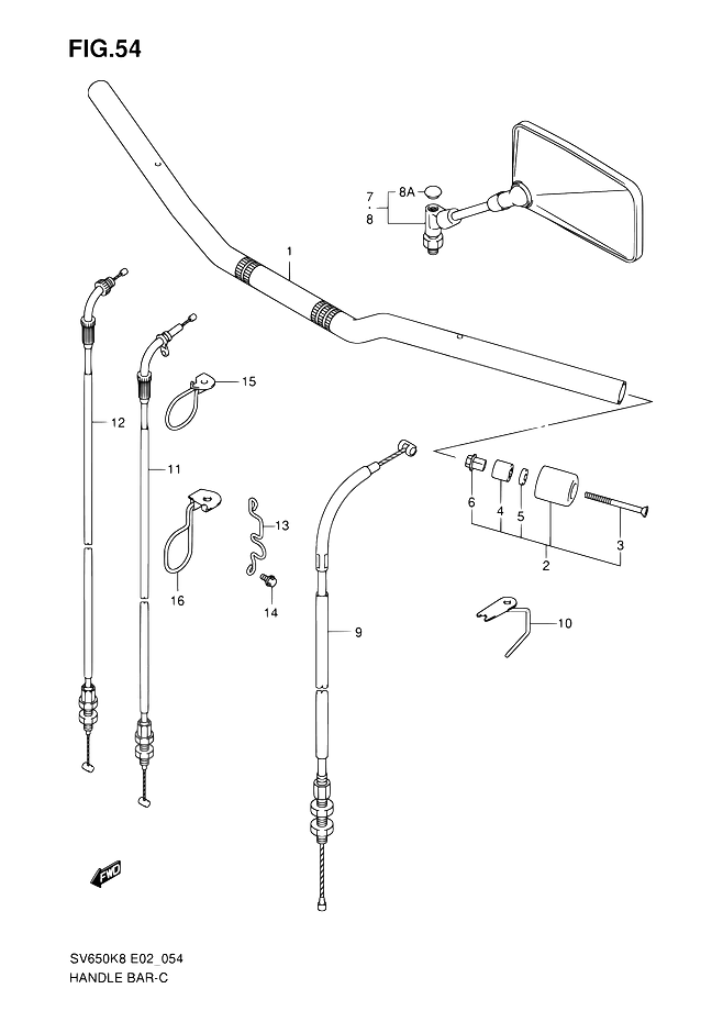 GUIDON POUR SV 650 S ABS 25KWSV650SUAK8 2008