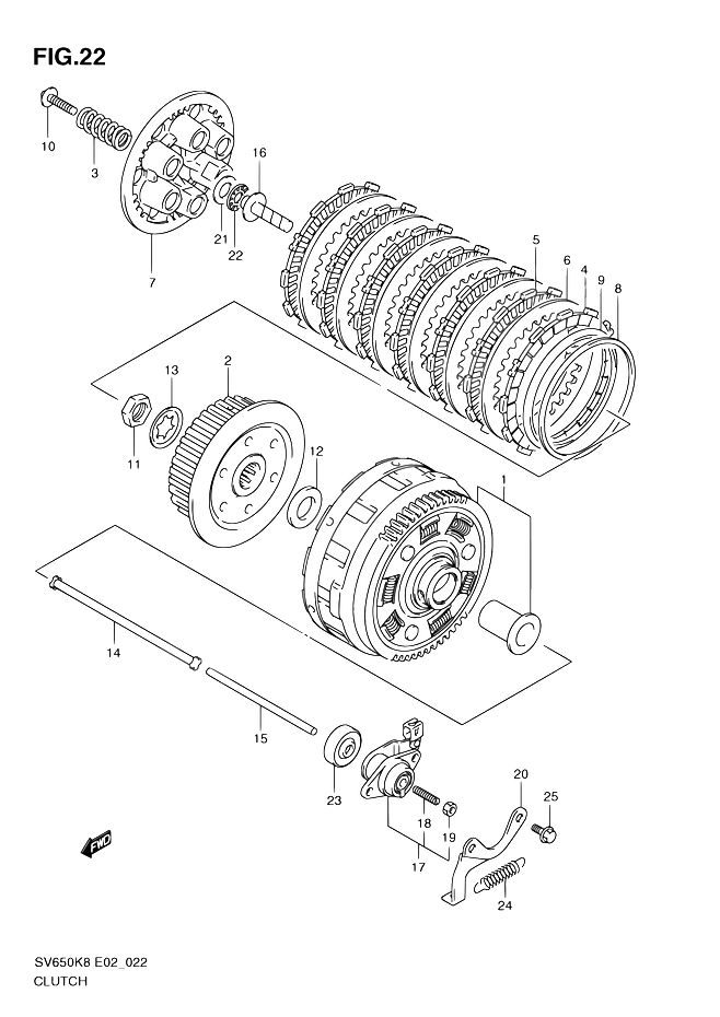 EMBRAYAGE POUR SV 650 N 25KWSV650UK8 2008