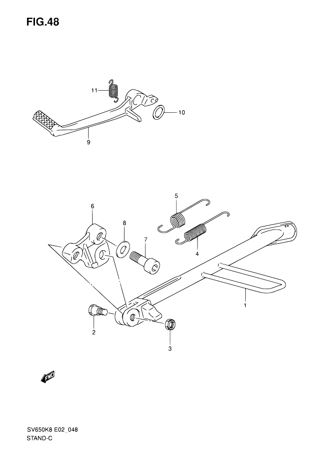 BEQUILLE POUR SV 650 N 25KWSV650UK8 2008