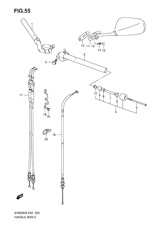 GUIDON POUR SV 650 N 25KWSV650UK8 2008