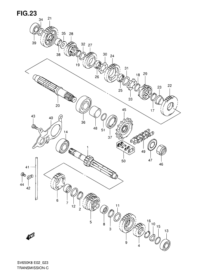 TRANSMISSION POUR SV 650 N ABS 25KWSV650UAK8 2008