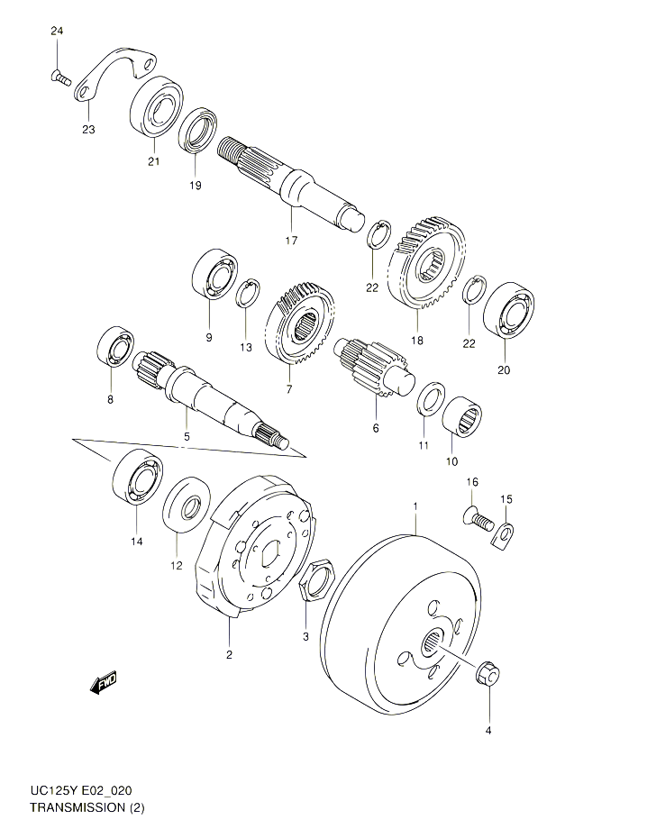 TRANSMISSION 2 POUR SUZUKI UC 125 2001 POUR SUZUKI UCUC125K1 