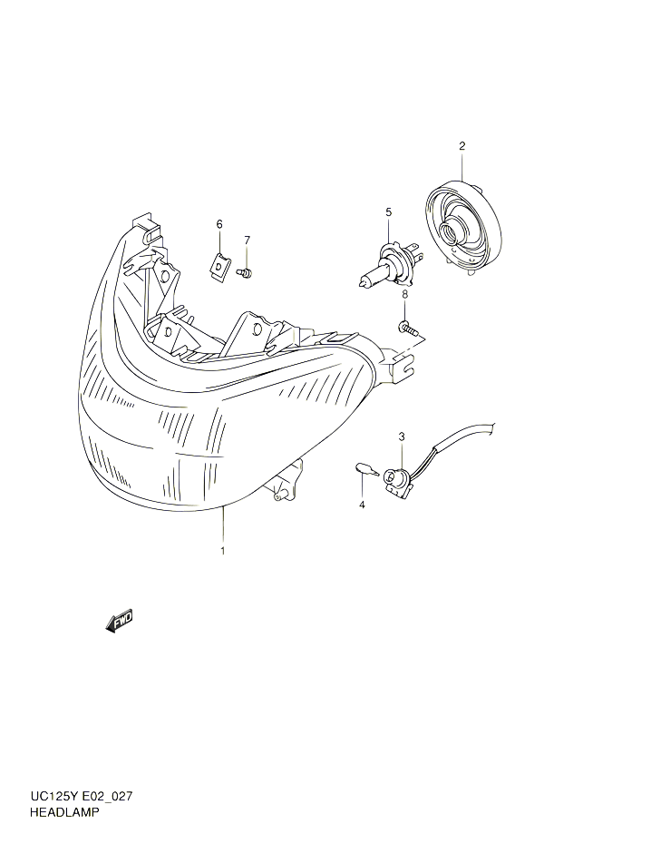 PHARE POUR SUZUKI UC 125 2001 POUR SUZUKI UCUC125K1 
