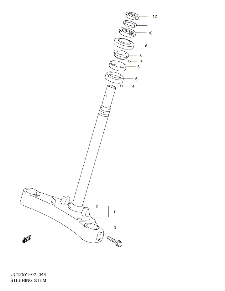COLONNE DE DIRECTION POUR SUZUKI UC 125 2001 POUR SUZUKI UCUC125K1 