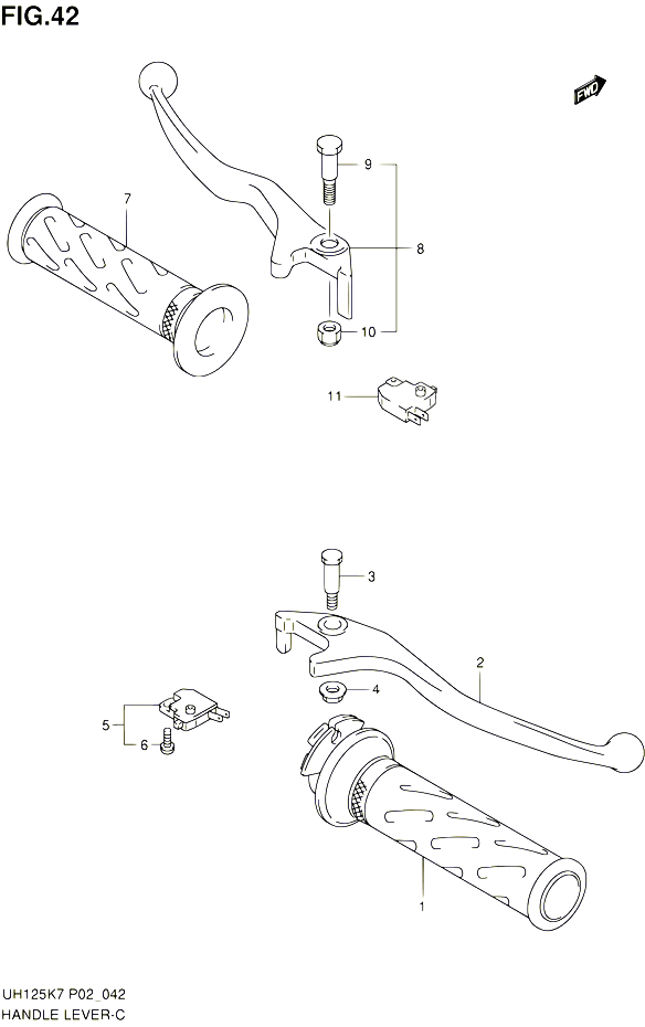 ENSEMBLE LEVIERS POIGNEES POUR SUZUKI BURGMAN 125 2007 POUR SUZUKI BURGMANUH125K7