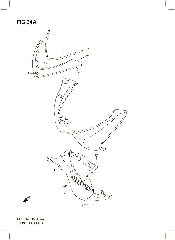CARENAGES AVANT MODEL K8 POUR SUZUKI BURGMAN 125 2008 POUR SUZUKI BURGMANUH125K8