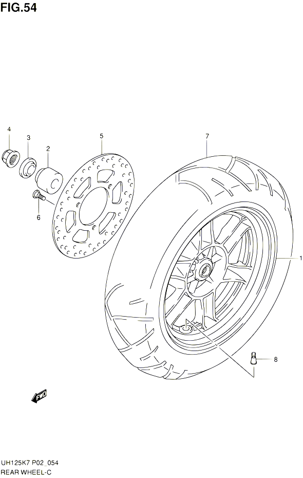 ROUE ARRIERE POUR SUZUKI BURGMAN 125 2008 POUR SUZUKI BURGMANUH125K8