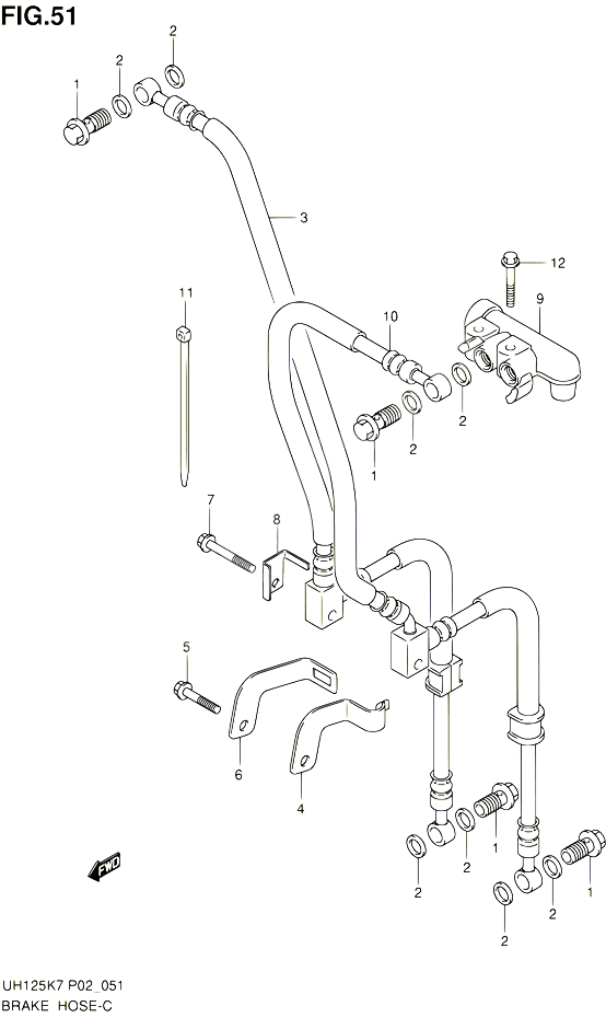 FLEXIBLE DE FREIN POUR SUZUKI BURGMAN 125 2009 POUR SUZUKI BURGMANUH125K9