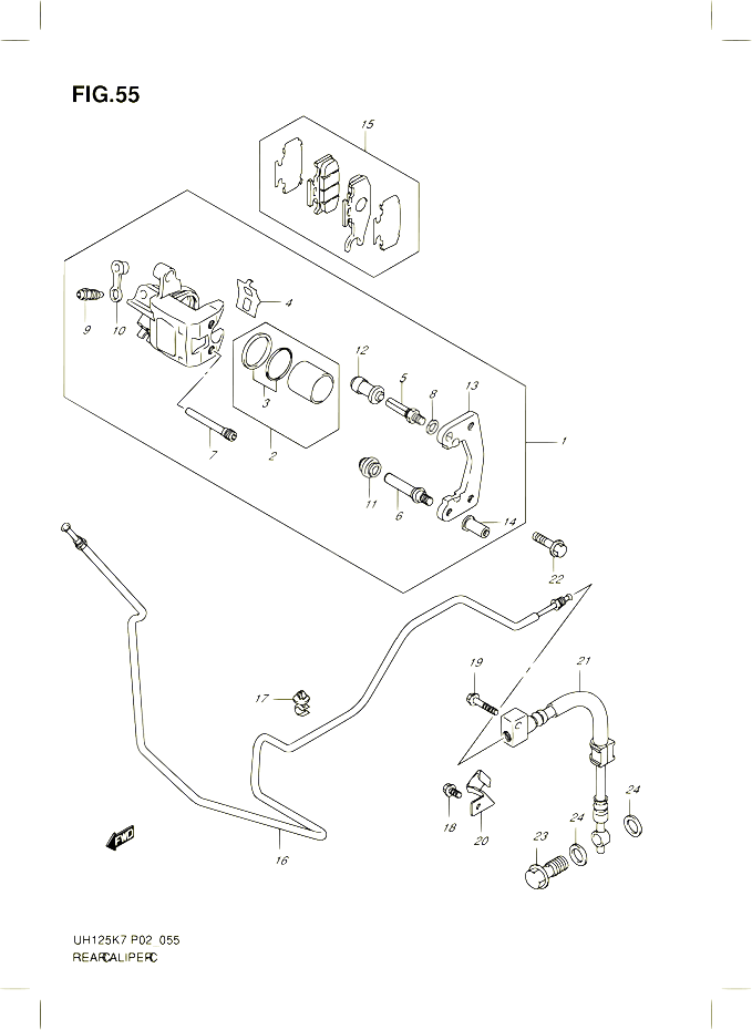 ETRIER DE FREIN ARRIERE POUR SUZUKI BURGMAN 125 2009 POUR SUZUKI BURGMANUH125K9