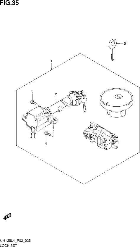 KIT SERRURE POUR SUZUKI BURGMAN 125 2014 POUR SUZUKI BURGMANUH125 L4 