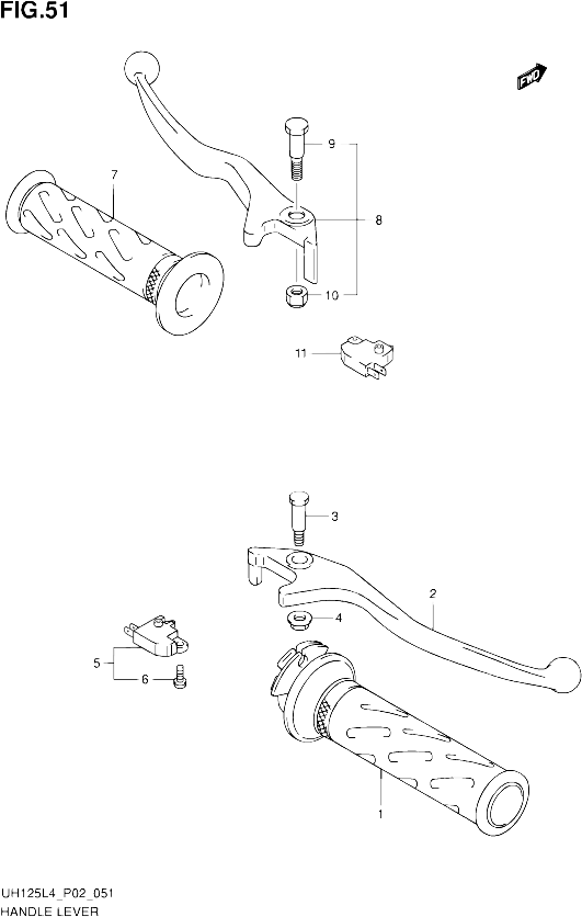 ENSEMBLE LEVIERS POIGNEES POUR SUZUKI BURGMAN 125 2014 POUR SUZUKI BURGMANUH125 L4 