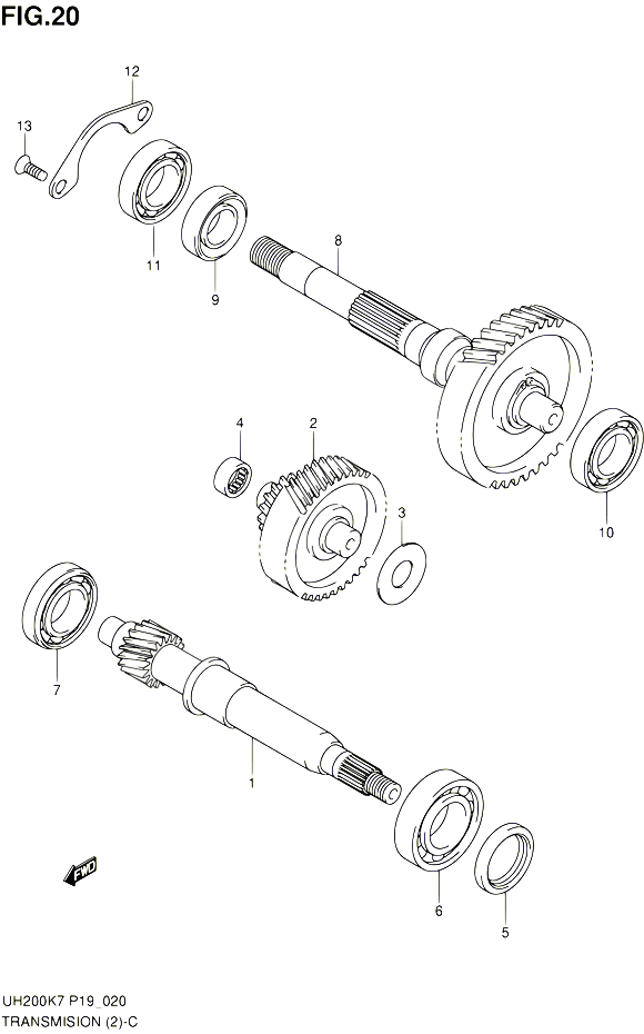 TRANSMISSION 2 POUR SUZUKI BURGMAN 200 2007 POUR SUZUKI BURGMANUH200K7