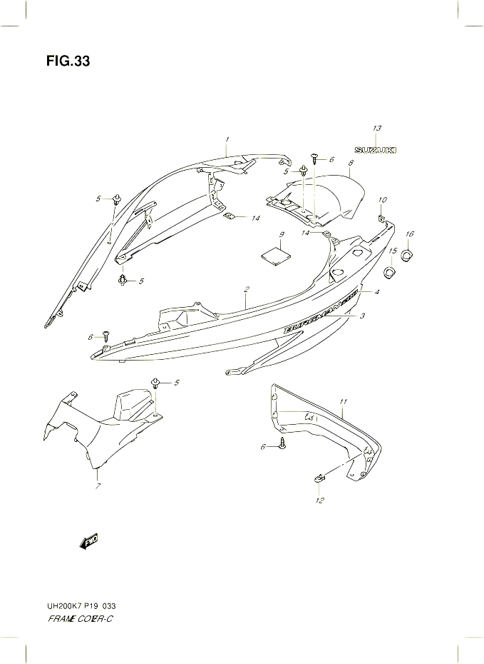 CARENAGES ARRIERE MODEL K7 POUR SUZUKI BURGMAN 200 2007 POUR SUZUKI BURGMANUH200K7