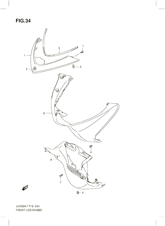 CARENAGES AVANT MODEL K7 POUR SUZUKI BURGMAN 200 2007 POUR SUZUKI BURGMANUH200K7