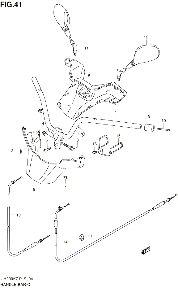 GUIDON POUR SUZUKI BURGMAN 200 2007 POUR SUZUKI BURGMANUH200K7