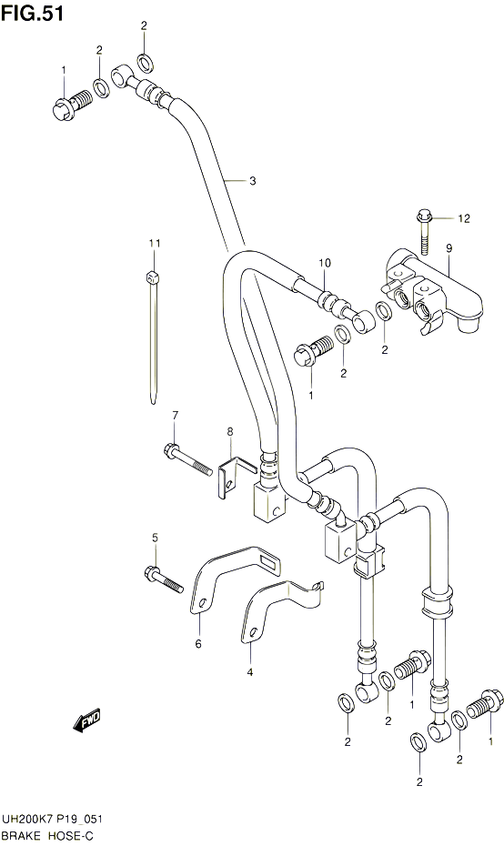 FLEXIBLE DE FREIN POUR SUZUKI BURGMAN 200 2007 POUR SUZUKI BURGMANUH200K7
