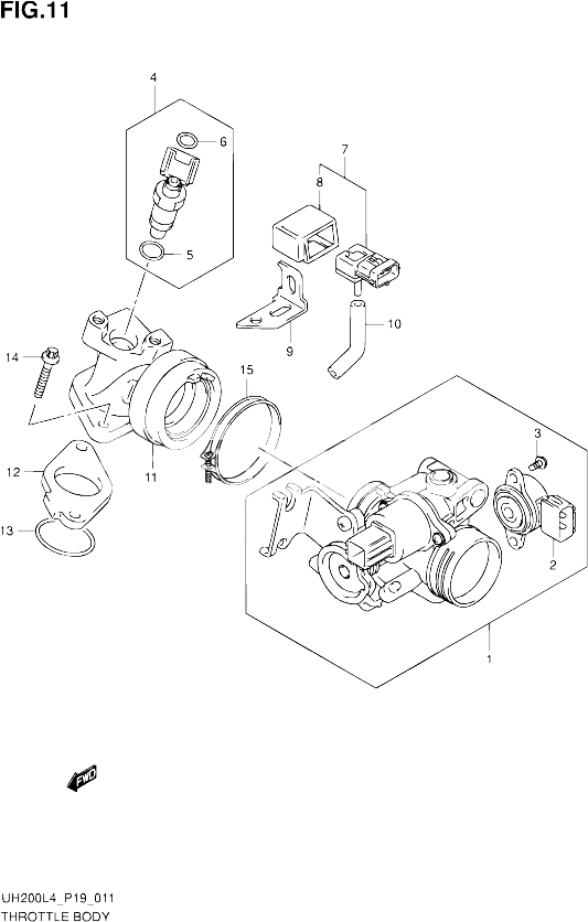 CORPS DE PAPILLON POUR SUZUKI BURGMAN 200 2014 POUR SUZUKI BURGMANUH200 L4 