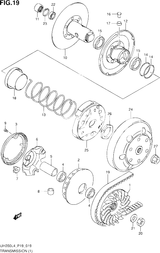 TRANSMISSION 1 POUR SUZUKI BURGMAN 200 2014 POUR SUZUKI BURGMANUH200 L4 