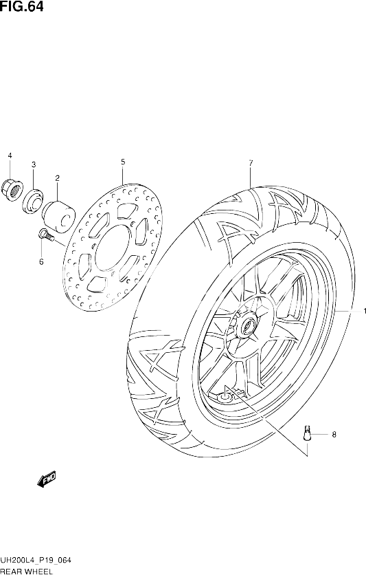 ROUE ARRIERE UH200AL4 P19 POUR SUZUKI BURGMAN 200 2014 POUR SUZUKI BURGMANUH200 L4 