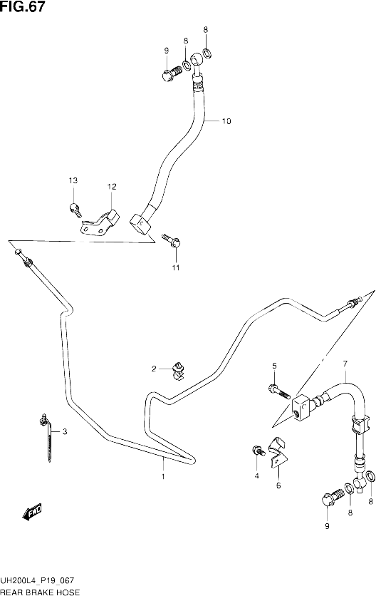 DURITE DE FREIN ARRIERE UH200AL4 P19 POUR SUZUKI BURGMAN 200 2014 POUR SUZUKI BURGMANUH200 L4 