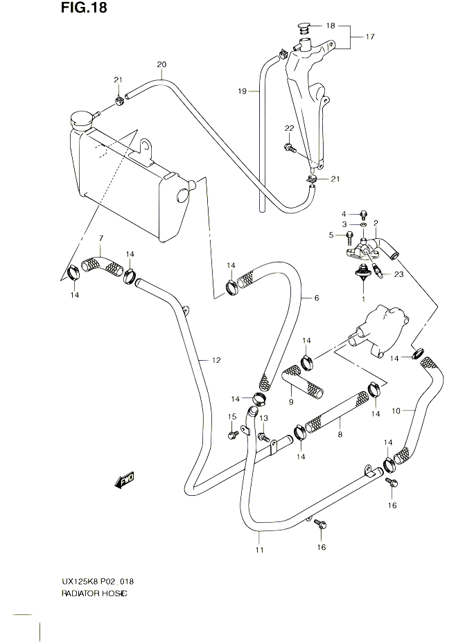 DURITE DE RADIATEUR POUR SUZUKI SIXTEEN 125 2010 POUR SUZUKI SIXTEENUX125L0