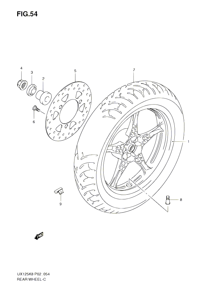 ROUE ARRIERE POUR SUZUKI SIXTEEN 125 2010 POUR SUZUKI SIXTEENUX125L0