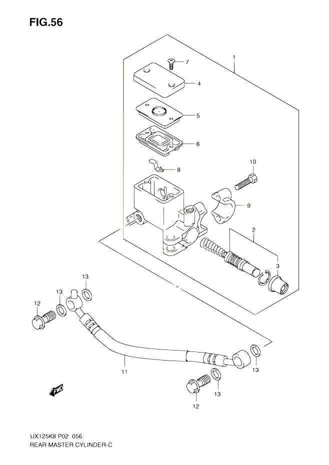MAITRE CYLINDRE ARRIERE POUR SUZUKI SIXTEEN 125 2010 POUR SUZUKI SIXTEENUX125L0