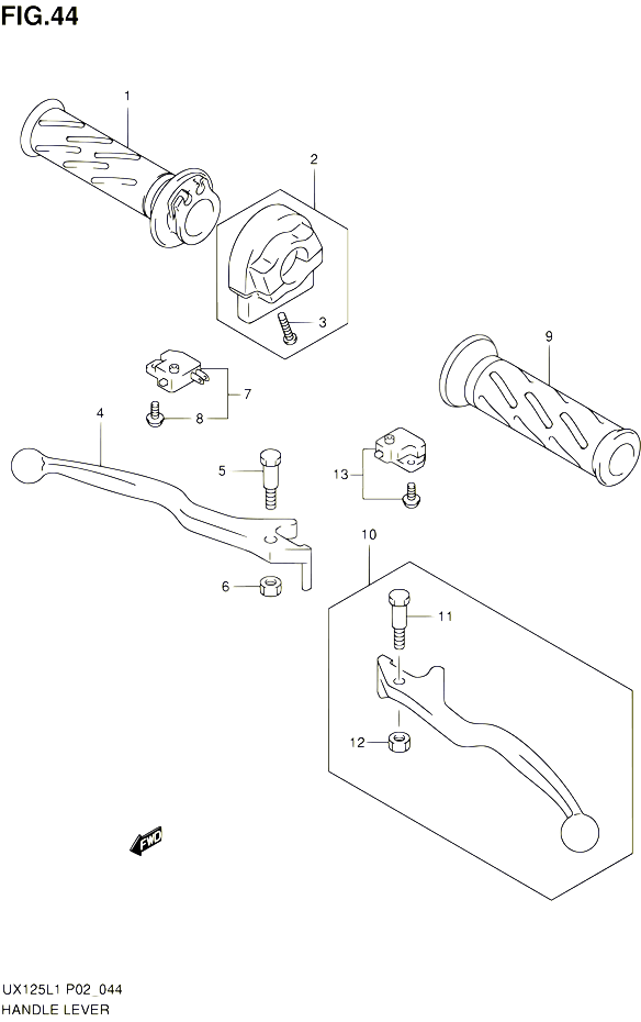 ENSEMBLE LEVIERS POIGNEES POUR SUZUKI SIXTEEN 125 2012 POUR SUZUKI SIXTEENUX125L1