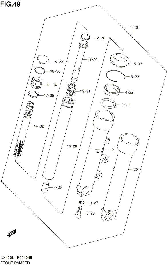 AMORTISSEUR AVANT POUR SUZUKI SIXTEEN 125 2012 POUR SUZUKI SIXTEENUX125L1