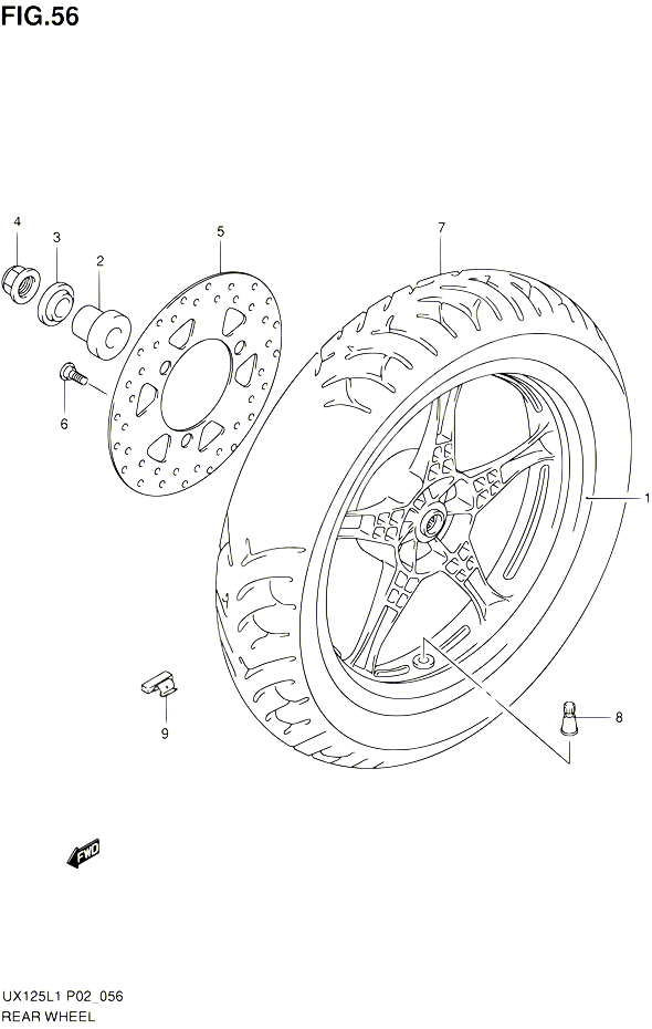 ROUE ARRIERE POUR SUZUKI SIXTEEN 125 2012 POUR SUZUKI SIXTEENUX125L1