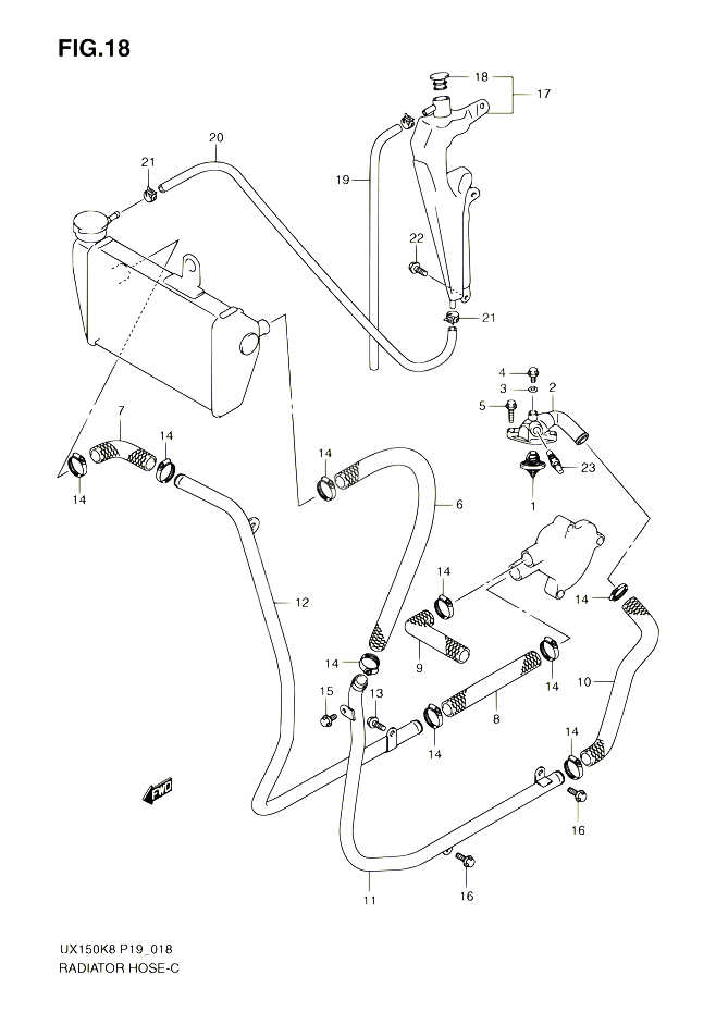 DURITE DE RADIATEUR POUR SUZUKI SIXTEEN 150 2008 POUR SUZUKI SIXTEENUX150 K8 