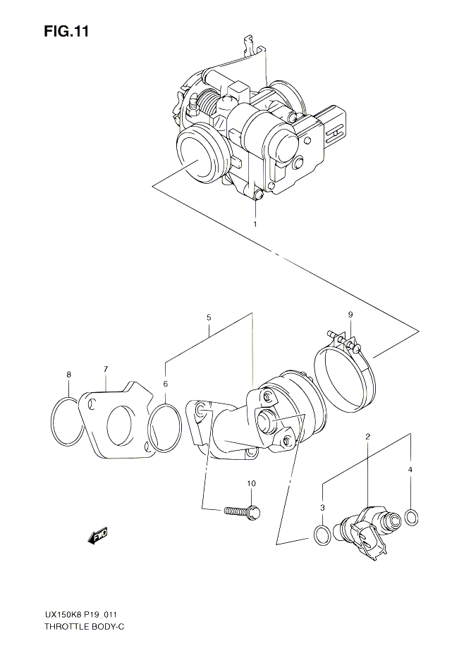 CORPS DE PAPILLON POUR SUZUKI SIXTEEN 150 2010 POUR SUZUKI SIXTEENUX150 L0 