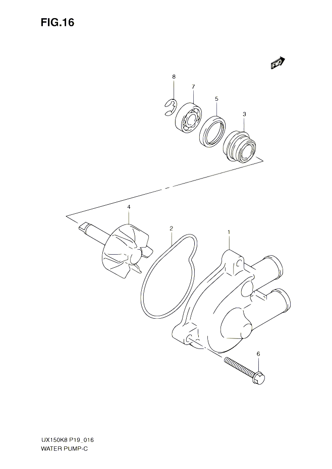 POMPE A EAU POUR SUZUKI SIXTEEN 150 2010 POUR SUZUKI SIXTEENUX150 L0 