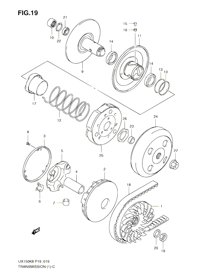 TRANSMISSION 1 POUR SUZUKI SIXTEEN 150 2010 POUR SUZUKI SIXTEENUX150 L0 