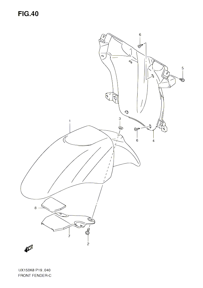 GARDE BOUE AVANT POUR SUZUKI SIXTEEN 150 2010 POUR SUZUKI SIXTEENUX150 L0 