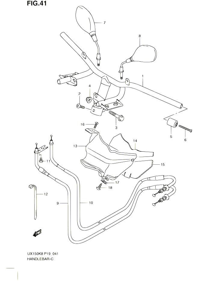 GUIDON POUR SUZUKI SIXTEEN 150 2010 POUR SUZUKI SIXTEENUX150 L0 