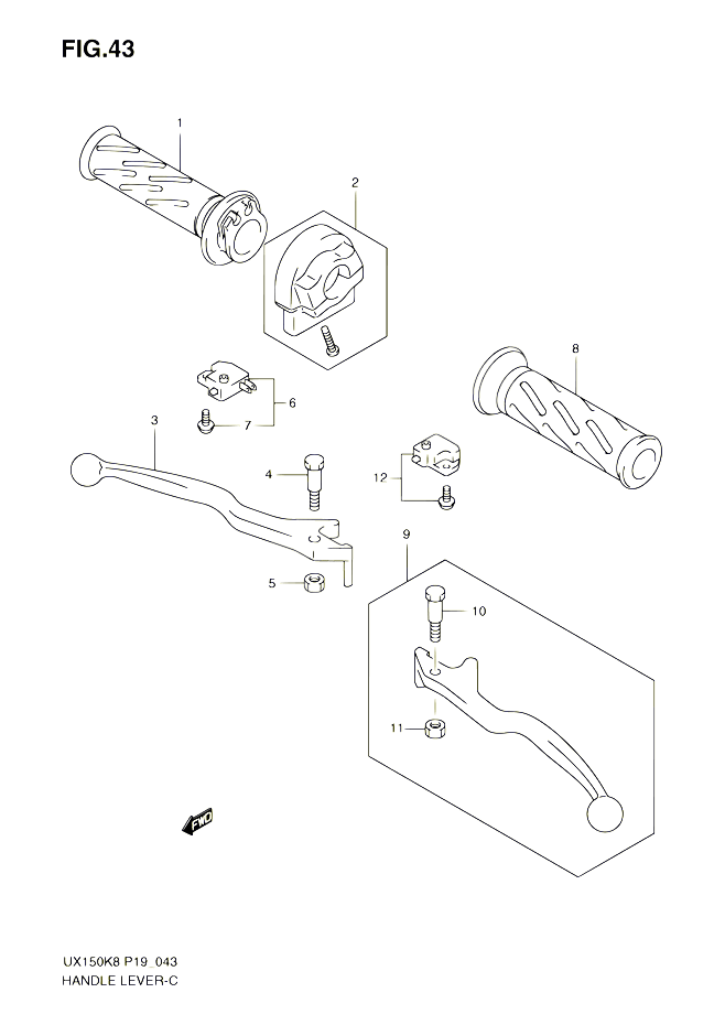 ENSEMBLE LEVIERS POIGNEES POUR SUZUKI SIXTEEN 150 2010 POUR SUZUKI SIXTEENUX150 L0 