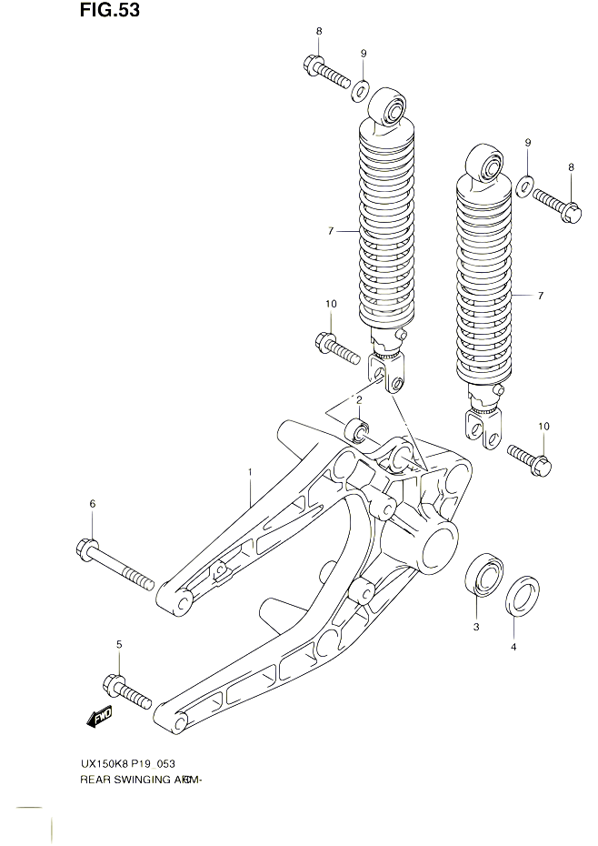 BRAS OSCILLANT ARRIERE POUR SUZUKI SIXTEEN 150 2010 POUR SUZUKI SIXTEENUX150 L0 