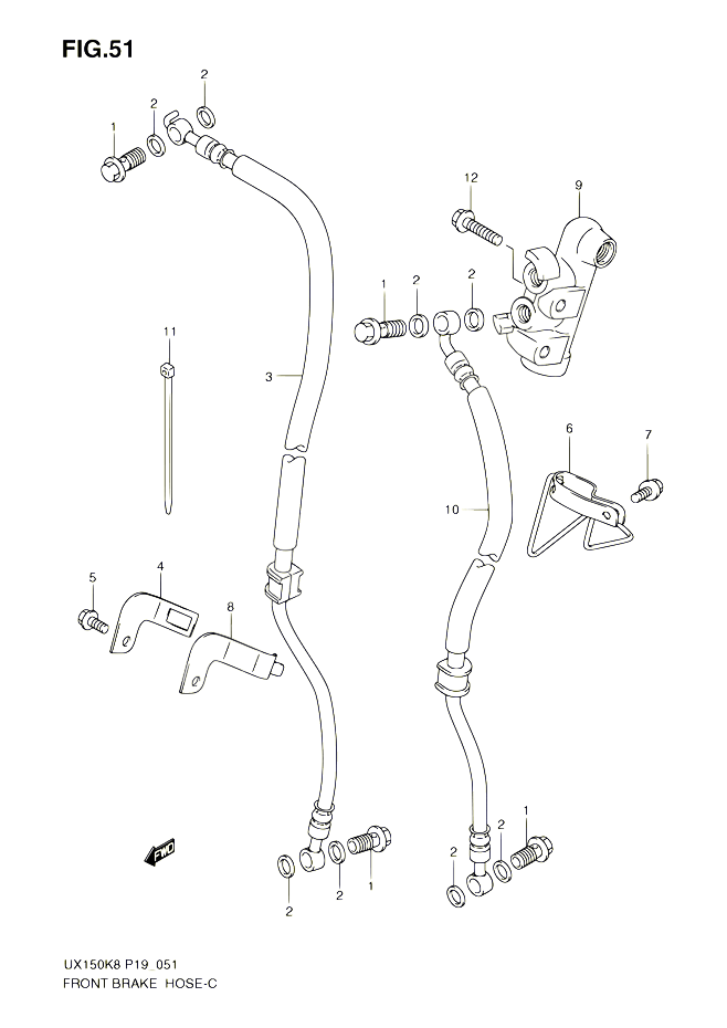 DURITE DE FREIN AVANT POUR SUZUKI SIXTEEN 150 2010 POUR SUZUKI SIXTEENUX150 L0 