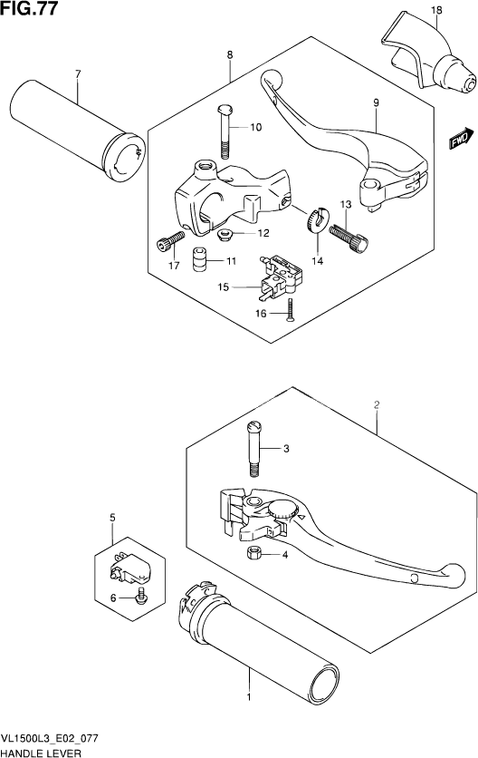 ENSEMBLE LEVIERS POIGNEES POUR SUZUKI INTRUDERVL1500B L3 2013