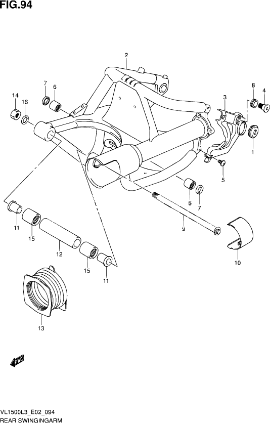 BRAS OSCILLANT ARRIERE POUR SUZUKI INTRUDERVL1500B L3 2013
